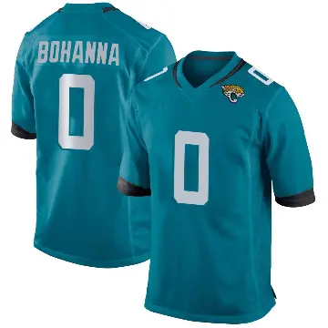 ＃0 Youth Quinton Bohanna Teal Game Jacksonville Jaguars Jersey
