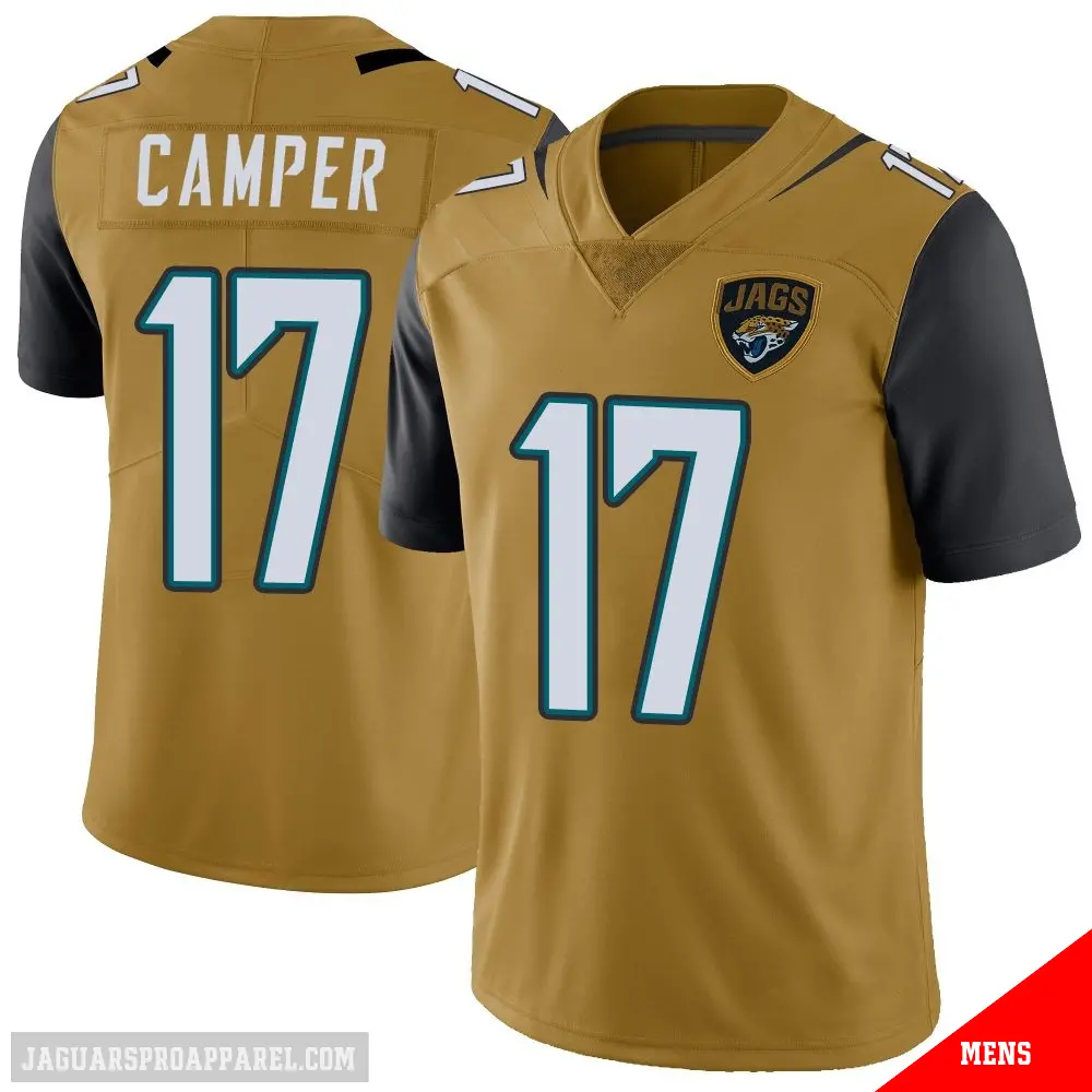 ＃17 Men's Cam Camper Gold Limited Jacksonville Jaguars Color Rush Vapor Untouchable Jersey