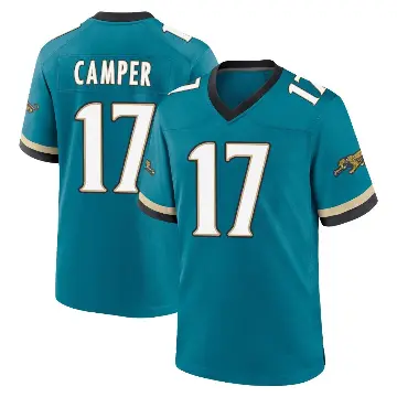 ＃17 Men's Cam Camper Teal Game Jacksonville Jaguars Prowler Throwback Jersey