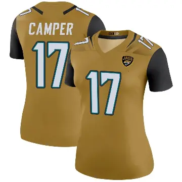 ＃17 Women's Cam Camper Gold Legend Jacksonville Jaguars Color Rush Bold Jersey