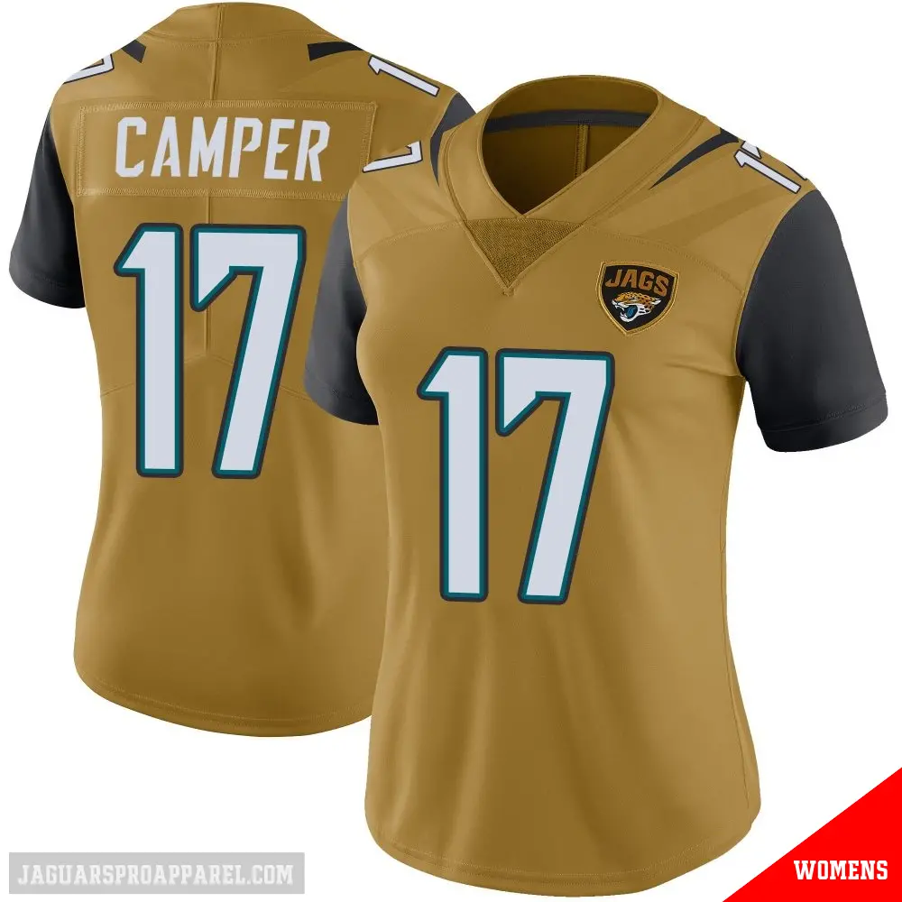 ＃17 Women's Cam Camper Gold Limited Jacksonville Jaguars Color Rush Vapor Untouchable Jersey