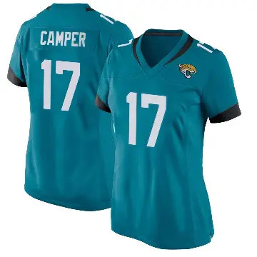 ＃17 Women's Cam Camper Teal Game Jacksonville Jaguars Jersey