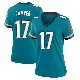 ＃17 Women's Cam Camper Teal Game Jacksonville Jaguars Prowler Throwback Jersey
