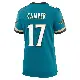 ＃17 Women's Cam Camper Teal Game Jacksonville Jaguars Prowler Throwback Jersey