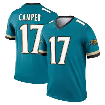 ＃17 Youth Cam Camper Teal Legend Jacksonville Jaguars Prowler Throwback Jersey