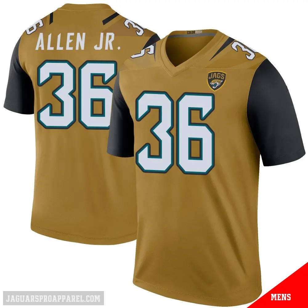 ＃36 Men's LeQuint Allen Jr. Gold Legend Jacksonville Jaguars Color Rush Bold Jersey
