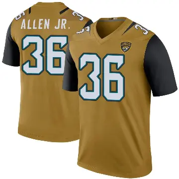 ＃36 Men's LeQuint Allen Jr. Gold Legend Jacksonville Jaguars Color Rush Bold Jersey