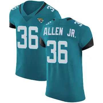 ＃36 Men's LeQuint Allen Jr. Teal Elite Jacksonville Jaguars Vapor Untouchable Alternate Jersey