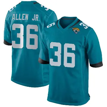 ＃36 Men's LeQuint Allen Jr. Teal Game Jacksonville Jaguars Jersey