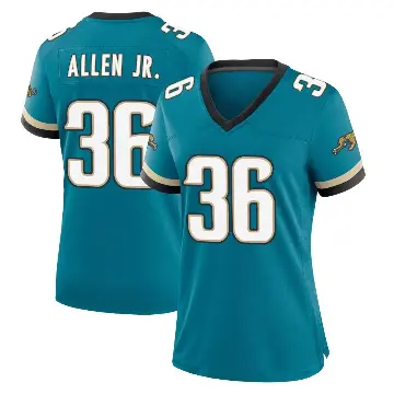 ＃36 Women's LeQuint Allen Jr. Teal Game Jacksonville Jaguars Prowler Throwback Jersey