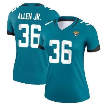 ＃36 Women's LeQuint Allen Jr. Teal Legend Jacksonville Jaguars Jersey