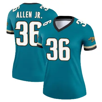 ＃36 Women's LeQuint Allen Jr. Teal Legend Jacksonville Jaguars Prowler Throwback Jersey