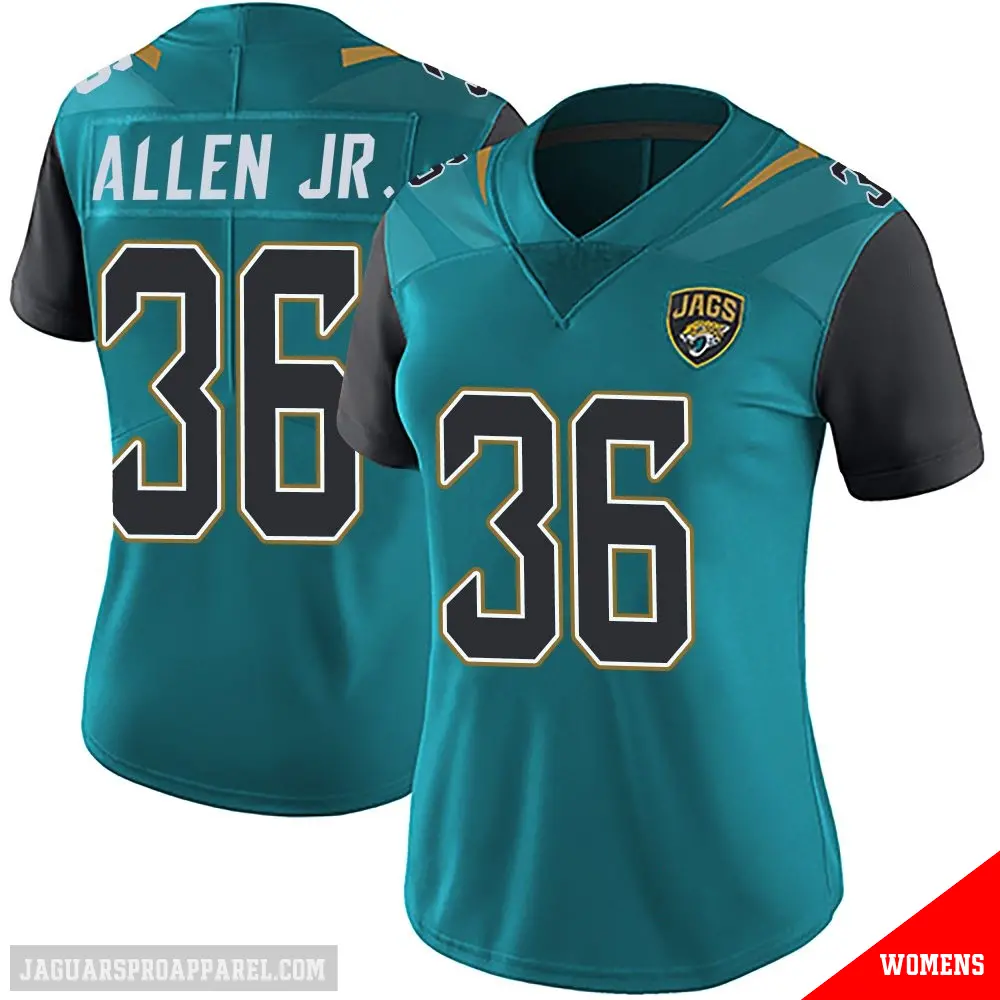 ＃36 Women's LeQuint Allen Jr. Teal Limited Jacksonville Jaguars Vapor Untouchable Team Color Jersey