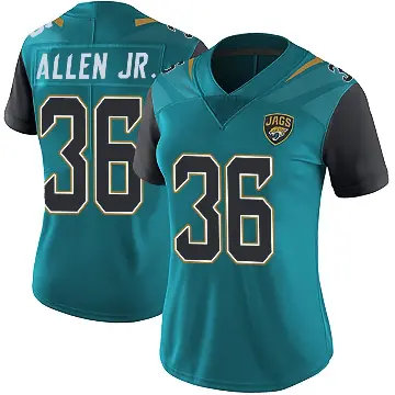 ＃36 Women's LeQuint Allen Jr. Teal Limited Jacksonville Jaguars Vapor Untouchable Team Color Jersey