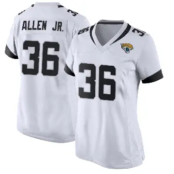 ＃36 Women's LeQuint Allen Jr. White Game Jacksonville Jaguars Jersey