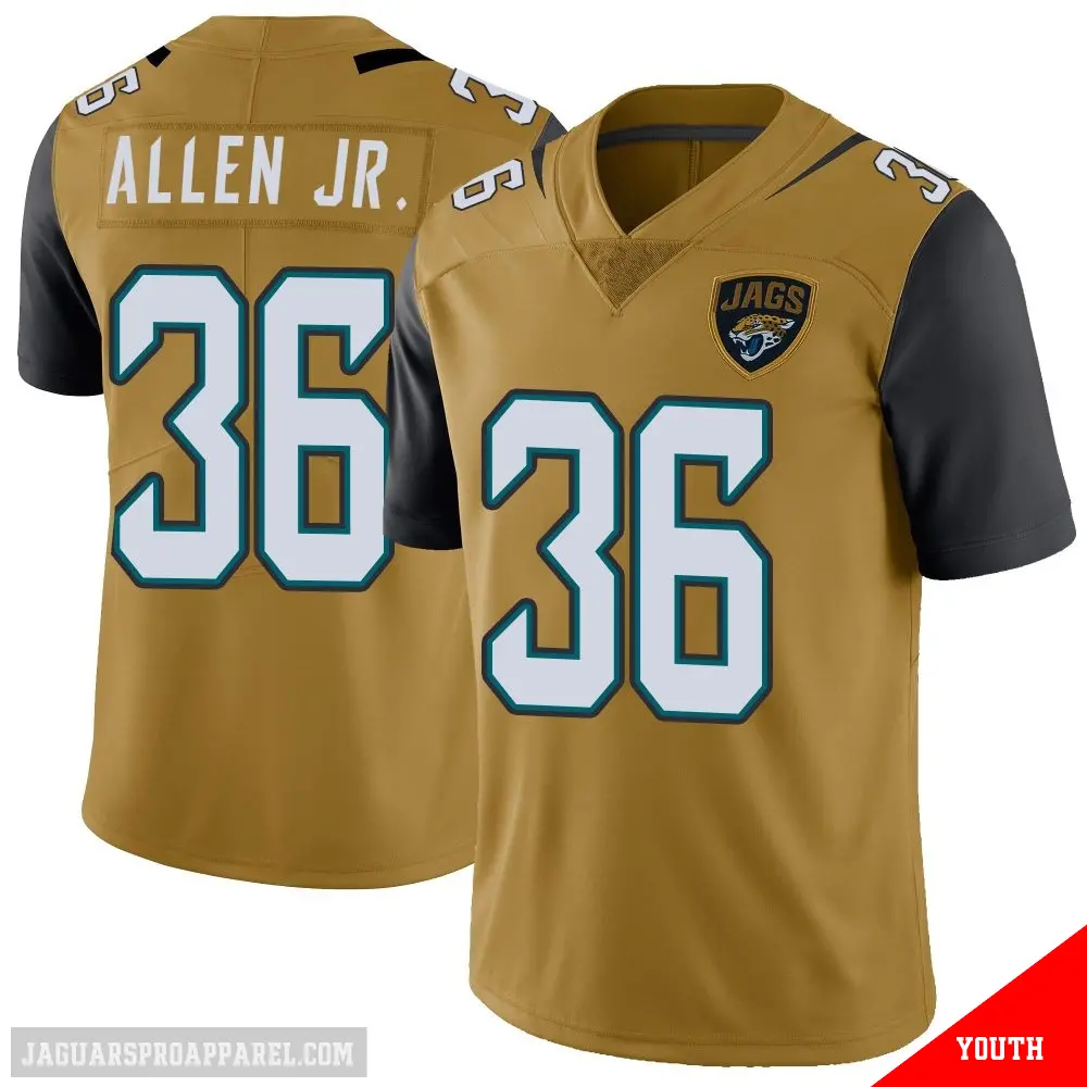 ＃36 Youth LeQuint Allen Jr. Gold Limited Jacksonville Jaguars Color Rush Vapor Untouchable Jersey